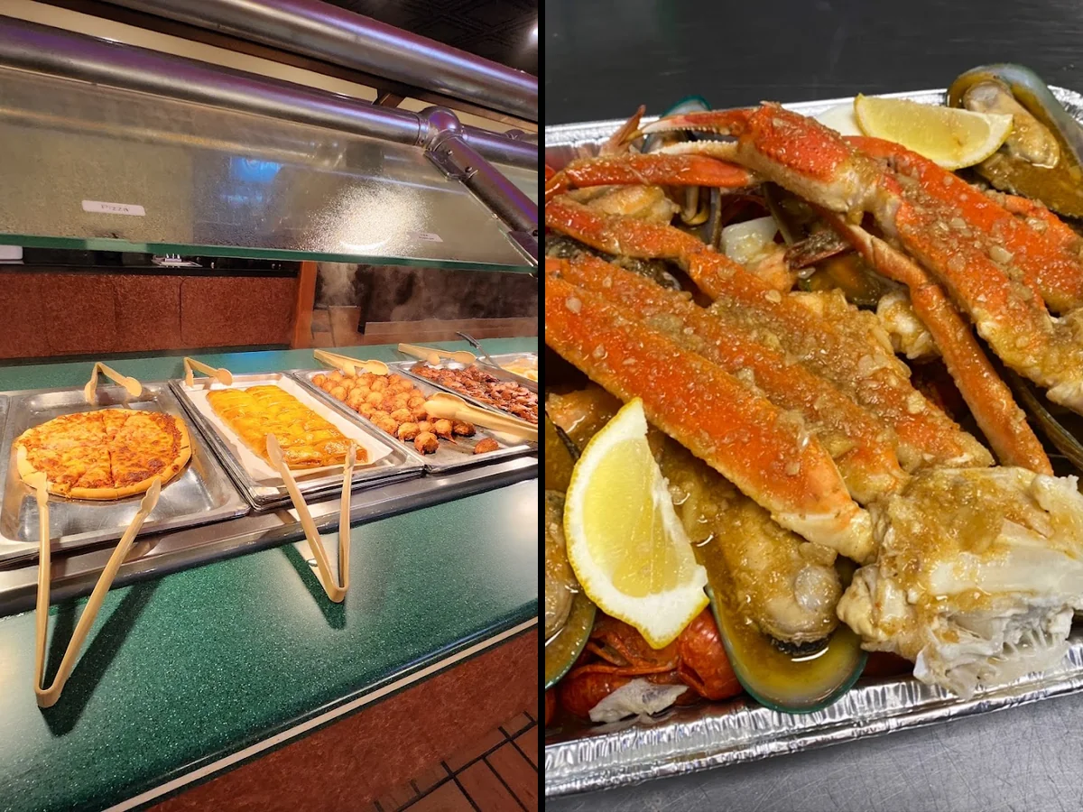 Buffet trays with assorted Chinese dishes