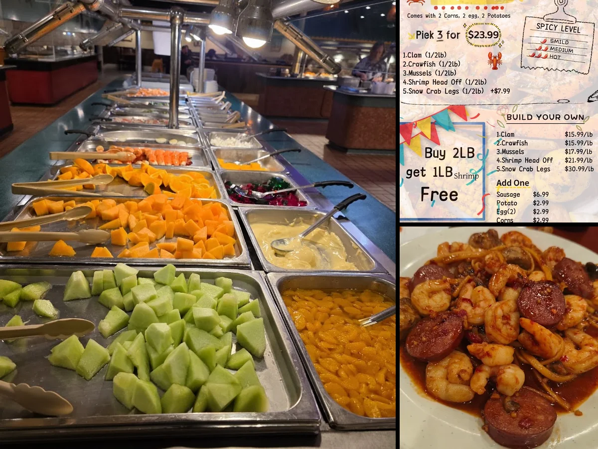 Comfort food buffet under warm lights