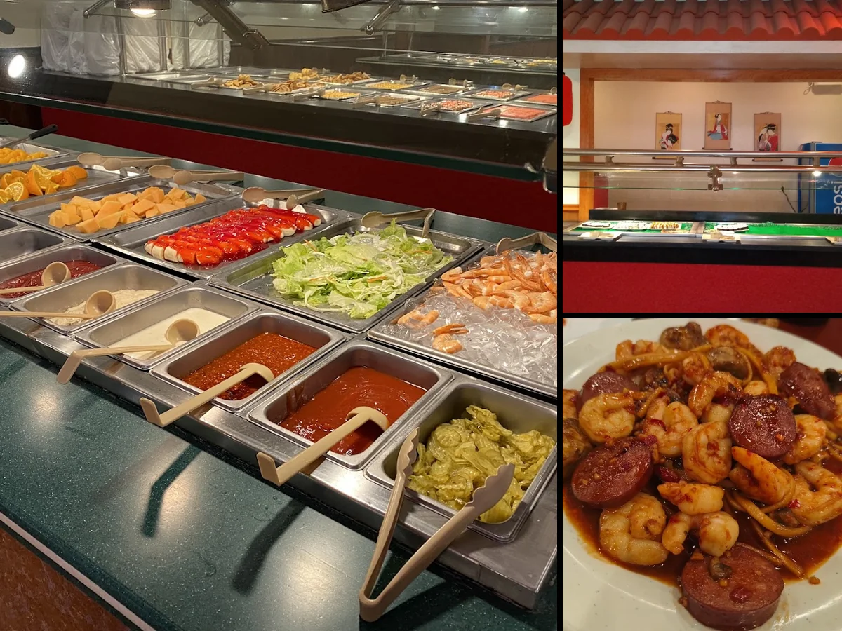Comfort food buffet under warm lights